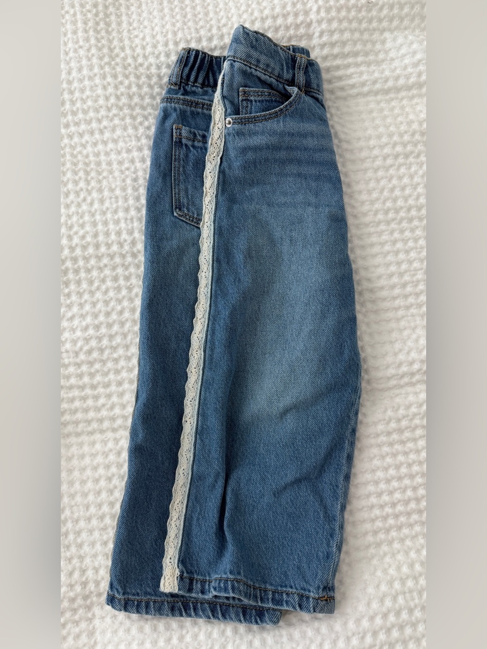 Zara Toddler Girl Wide Leg Jeans With Lace Side Trim 4T - Picture 2 of 4
